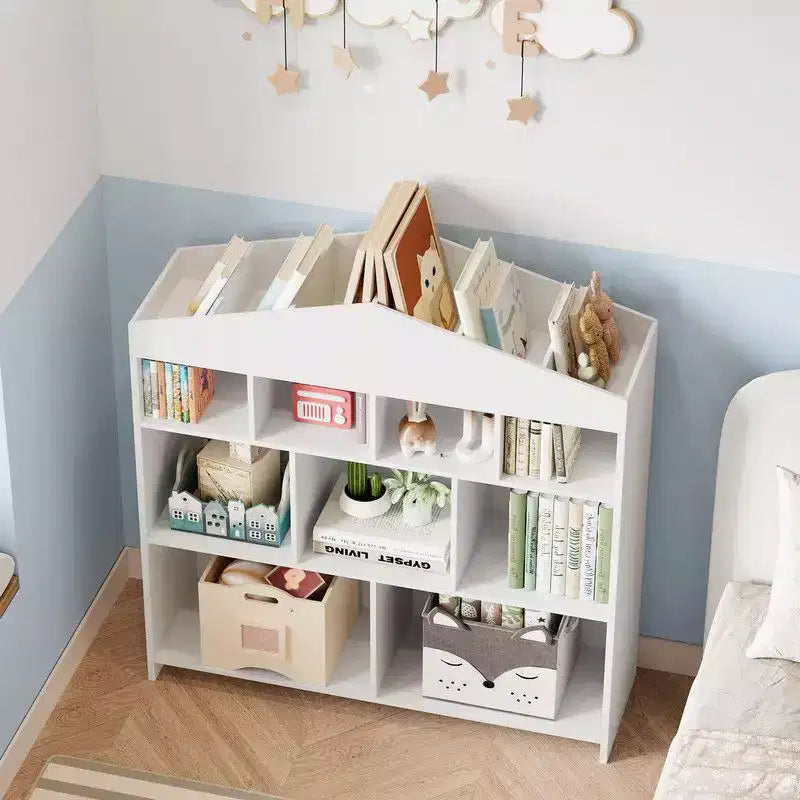 Organisateur de jouets à 9 compartiments et bibliothèque, bibliothèque-armoire de 40.7 pouces pour tout-petits, étagère pour salle de jeux, chambre de bébé, chambre d’enfant ou maisonnette