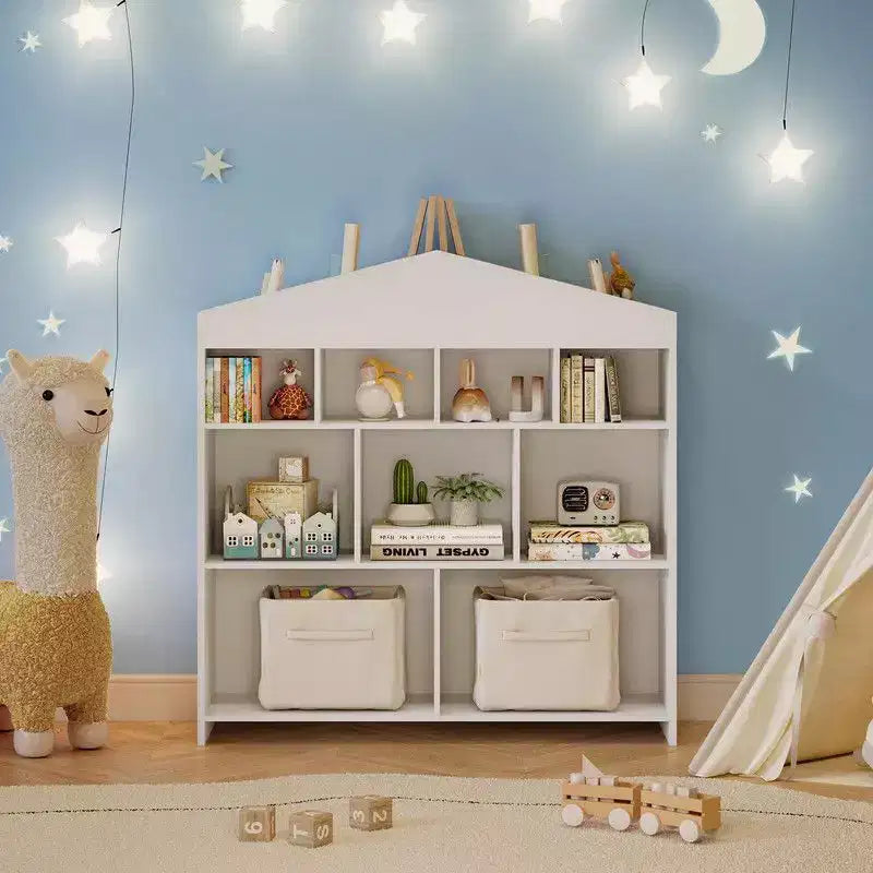 Organisateur de jouets à 9 compartiments et bibliothèque, bibliothèque-armoire de 40.7 pouces pour tout-petits, étagère pour salle de jeux, chambre de bébé, chambre d’enfant ou maisonnette