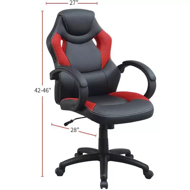 Silla de oficina de altura ajustable, silla de escritorio tapizada con ruedas, cómoda silla gamer para oficina, estudio o sala de juegos