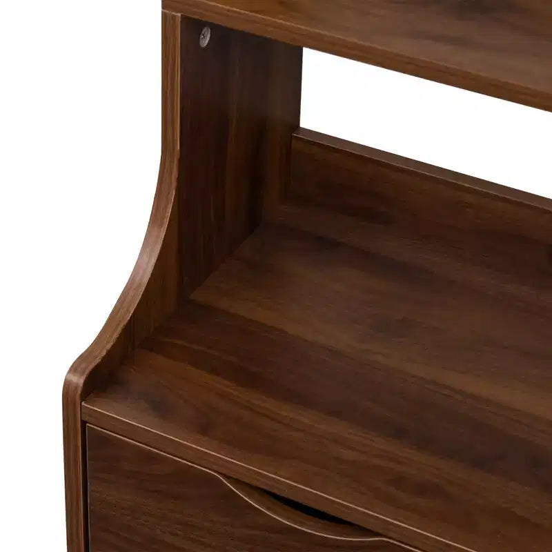 Bibliothèque autoportante, étagères de rangement à 4 niveaux et 2 tiroirs, organisateur de rangement pour le salon et le bureau