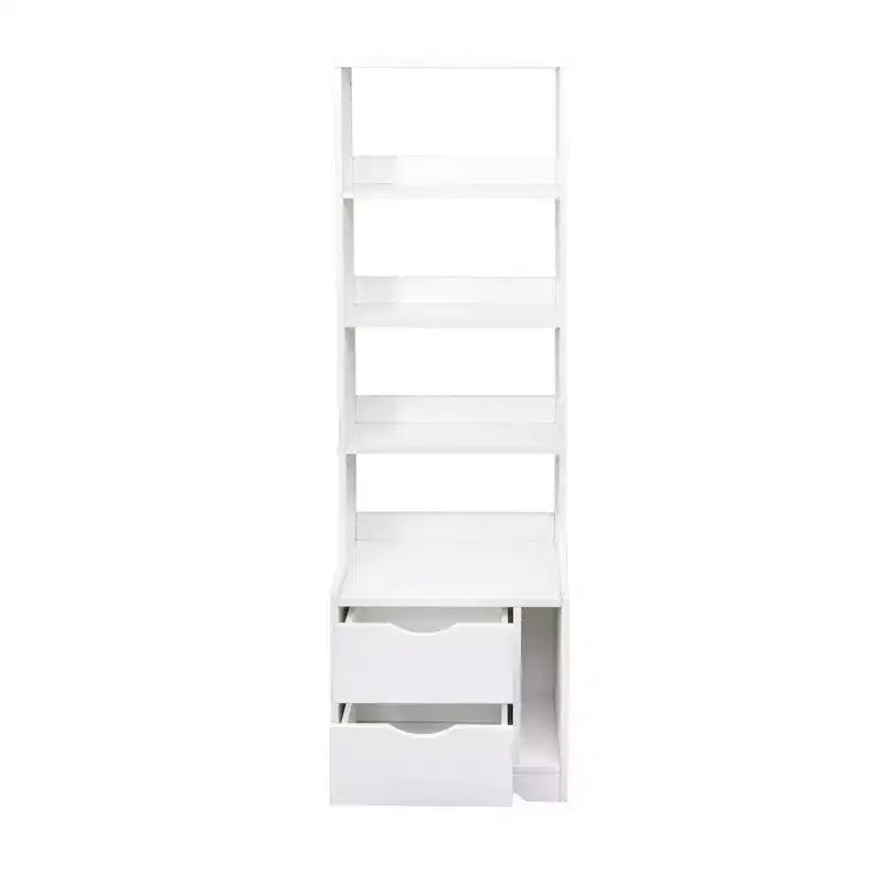 Bibliothèque autoportante, étagères de rangement à 4 niveaux et 2 tiroirs, organisateur de rangement pour le salon et le bureau