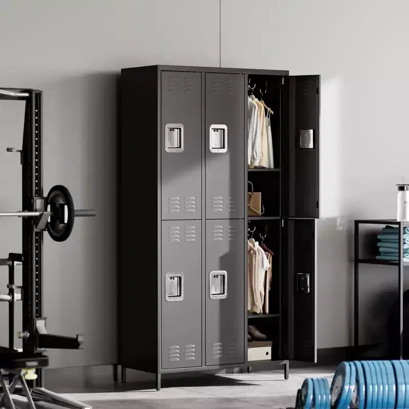 Armoire de rangement en acier à 6 portes, casier métallique pour école, bureau, salle de sport ou chambre, armoire de 72 pouces pour employés, casier de rangement industriel avec 6 étagères