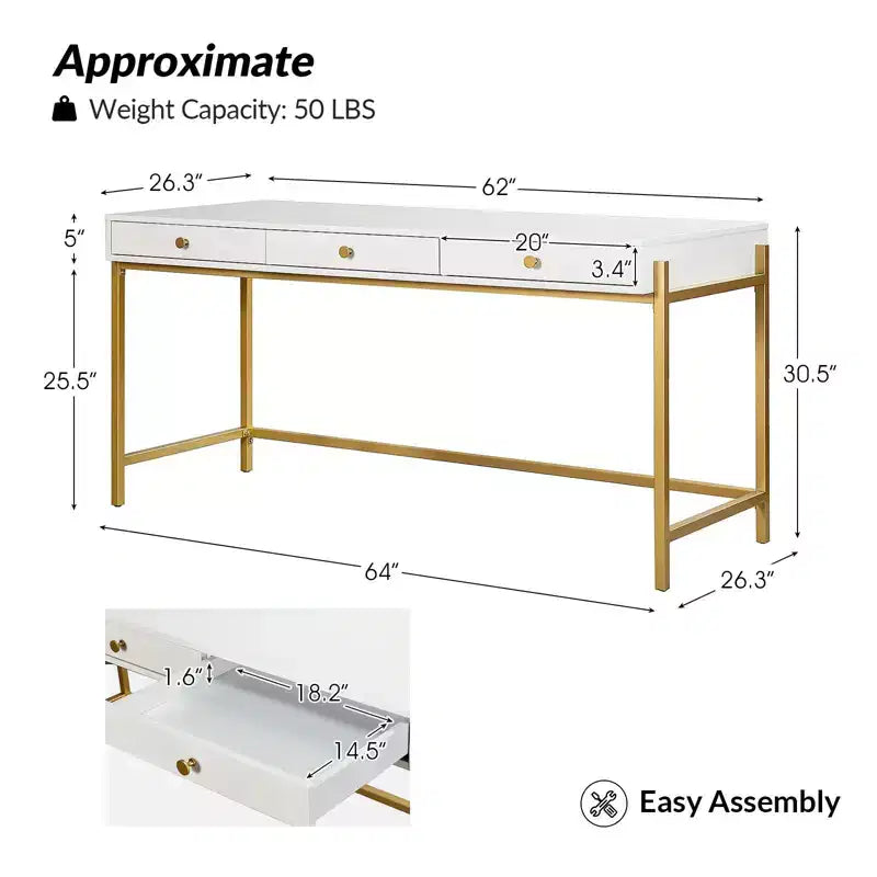 Moderner Schreibtisch mit 3 Schubladen
