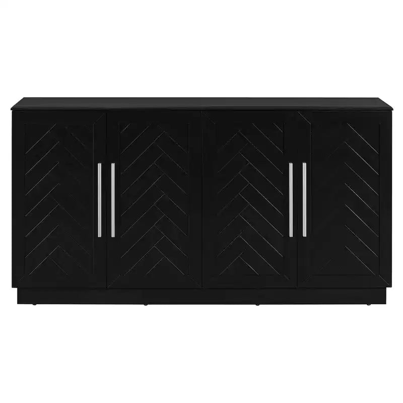 Aparador buffet, armario decorativo con estantes ajustables y tiradores plateados, armario de almacenamiento para sala de estar, recibidor y pasillo