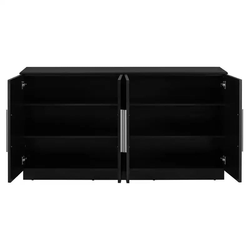 Aparador buffet, armario decorativo con estantes ajustables y tiradores plateados, armario de almacenamiento para sala de estar, recibidor y pasillo