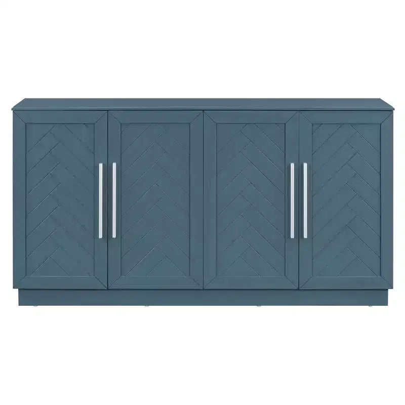 Aparador buffet, armario decorativo con estantes ajustables y tiradores plateados, armario de almacenamiento para sala de estar, recibidor y pasillo