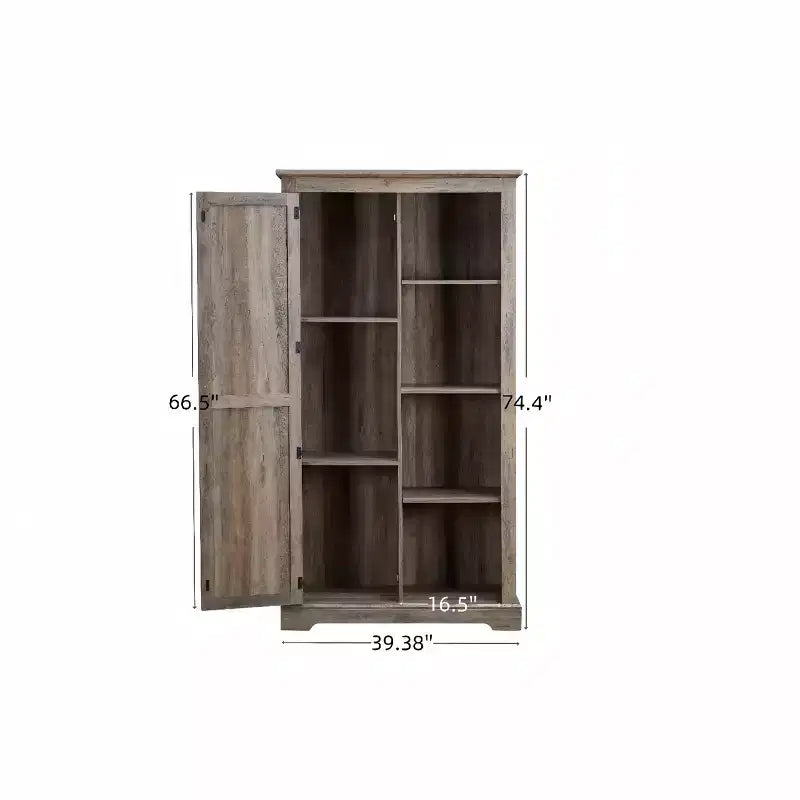 Armario alto de almacenamiento con 1 puerta y 4 estantes, armario de cocina para sala de estar, pasillo y oficina