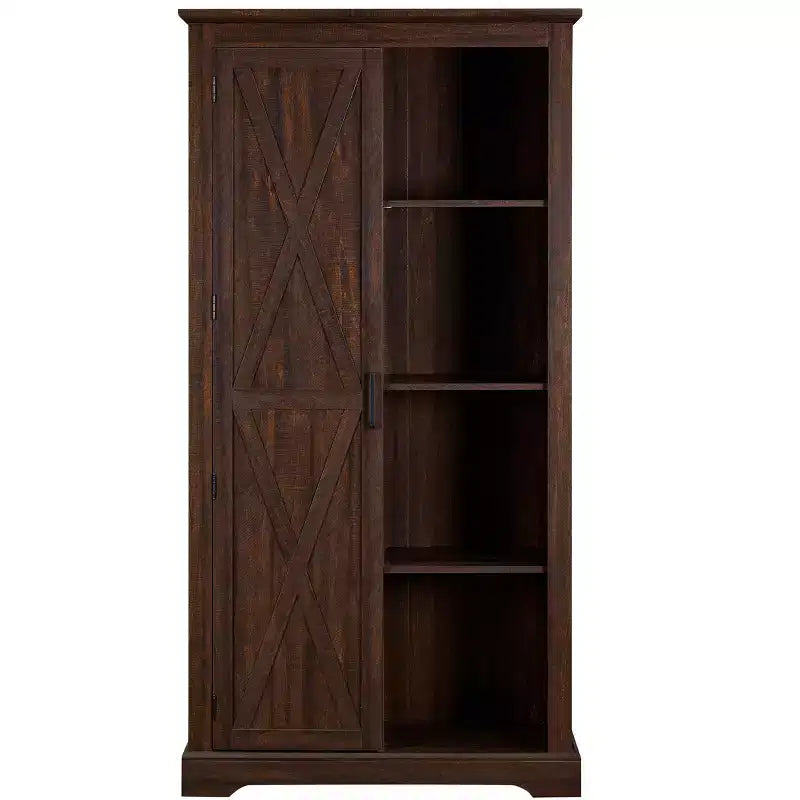 Armario alto de almacenamiento con 1 puerta y 4 estantes, armario de cocina para sala de estar, pasillo y oficina