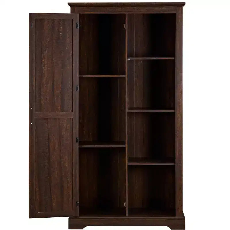 Armario alto de almacenamiento con 1 puerta y 4 estantes, armario de cocina para sala de estar, pasillo y oficina