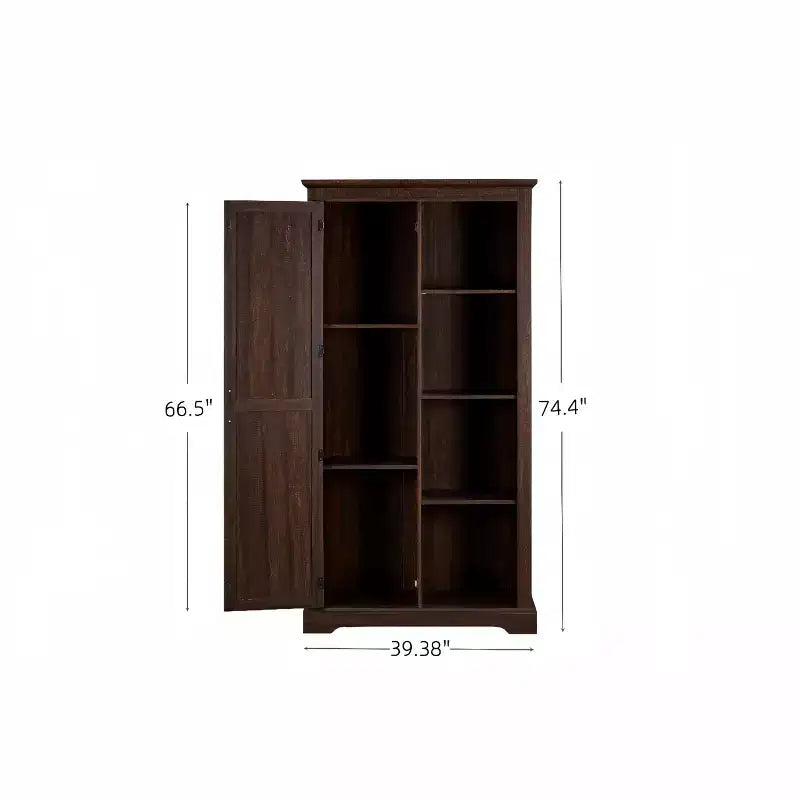 Armario alto de almacenamiento con 1 puerta y 4 estantes, armario de cocina para sala de estar, pasillo y oficina