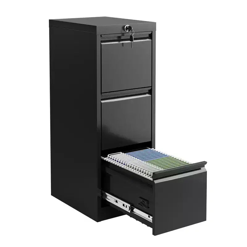 3 Drawer File Cabinet with Lock, Metal Vertical Filing Storage Cabinet, Large Capacity Files Storage Cabinet for Home Office Study Room