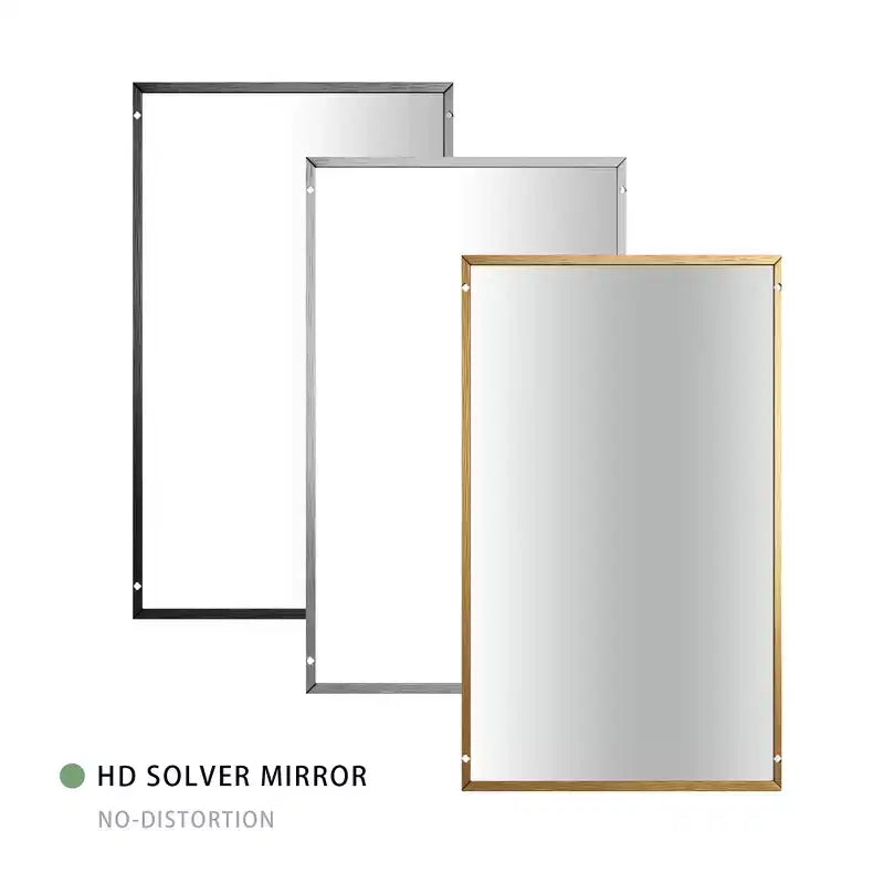 Minimalistischer moderner Ankleidespiegel aus Aluminiumlegierung mit hochauflösender Spiegeloberfläche für Schlafzimmer und Eingangsbereich, Gold