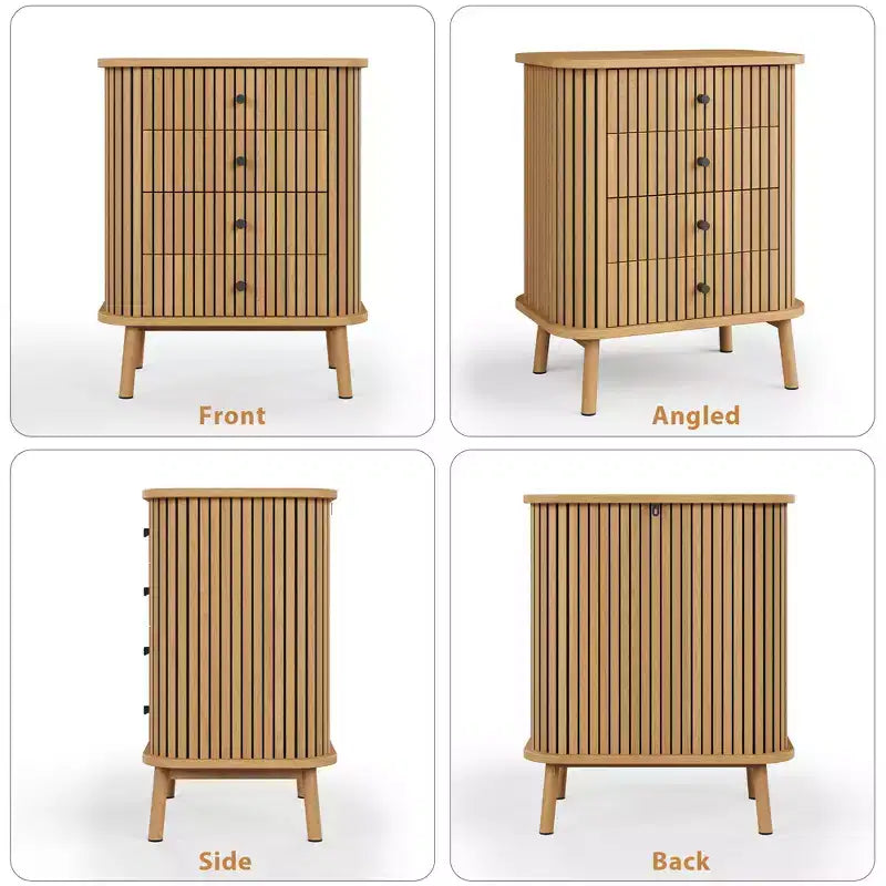 Cómoda de madera de 15.7 con 4 cajones y patas de madera, con protección antivuelco, para dormitorio