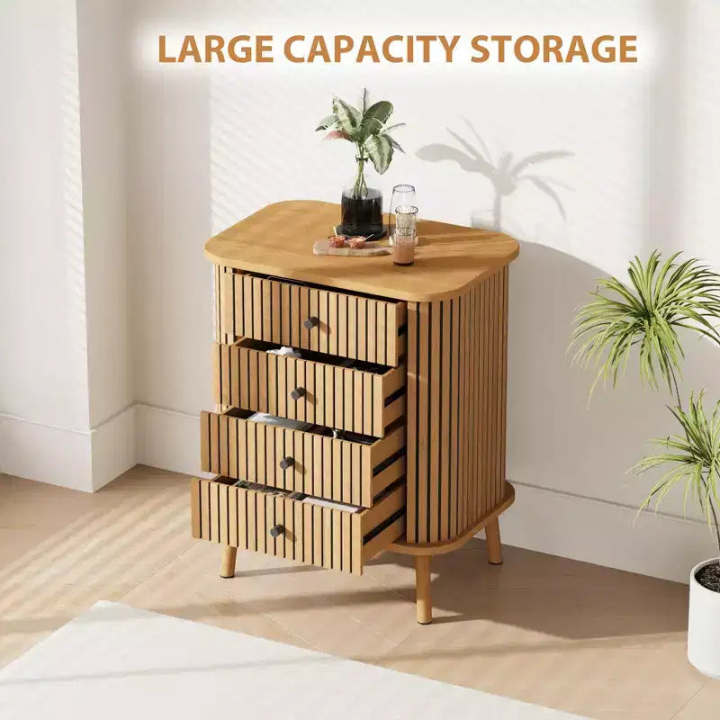 Cómoda de madera de 15.7 con 4 cajones y patas de madera, con protección antivuelco, para dormitorio
