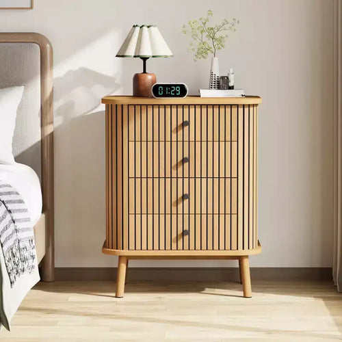 Commode en bois de 15.7 avec 4 tiroirs et pieds en bois, anti-chute, pour chambre