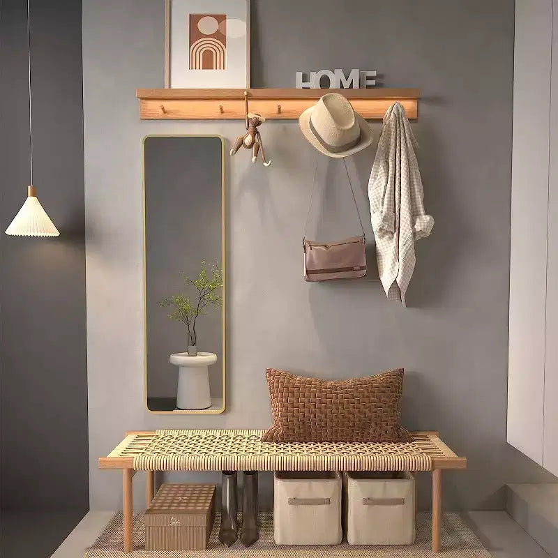 Espejo de puerta moderno de 47*14in con película a prueba de astillas, espejo de cuerpo entero de aleación de aluminio con ganchos y tornillos, espejo de pared para sala de estar