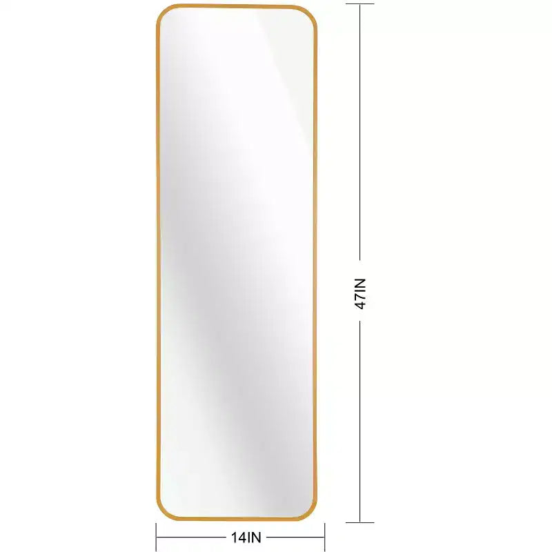 Espejo de puerta moderno de 47*14in con película a prueba de astillas, espejo de cuerpo entero de aleación de aluminio con ganchos y tornillos, espejo de pared para sala de estar