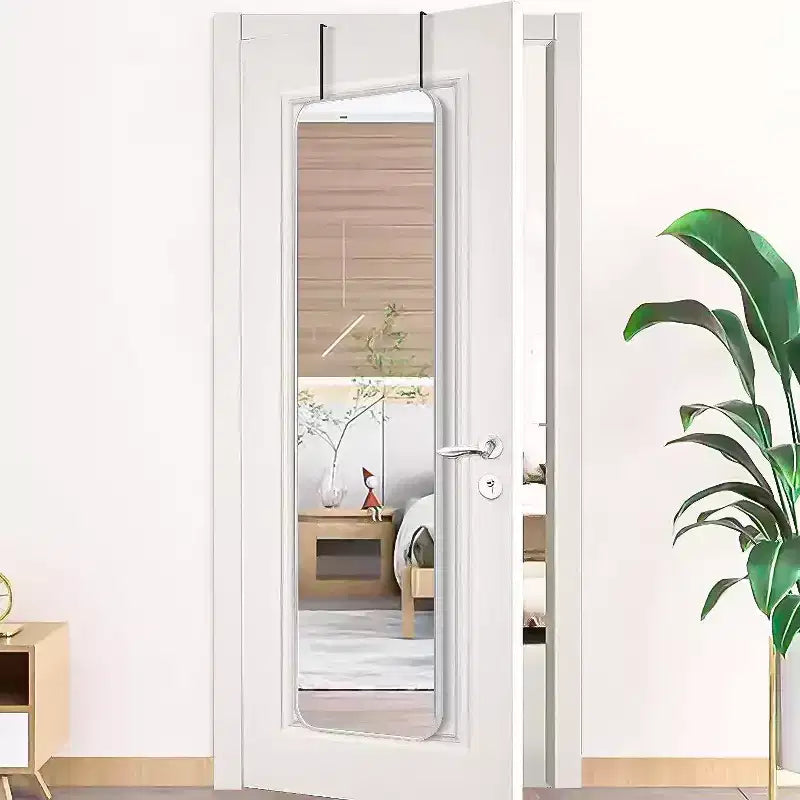 Espejo de puerta moderno de 47*14in con película a prueba de astillas, espejo de cuerpo entero de aleación de aluminio con ganchos y tornillos, espejo de pared para sala de estar