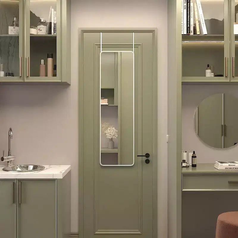 Espejo de puerta moderno de 47*14in con película a prueba de astillas, espejo de cuerpo entero de aleación de aluminio con ganchos y tornillos, espejo de pared para sala de estar