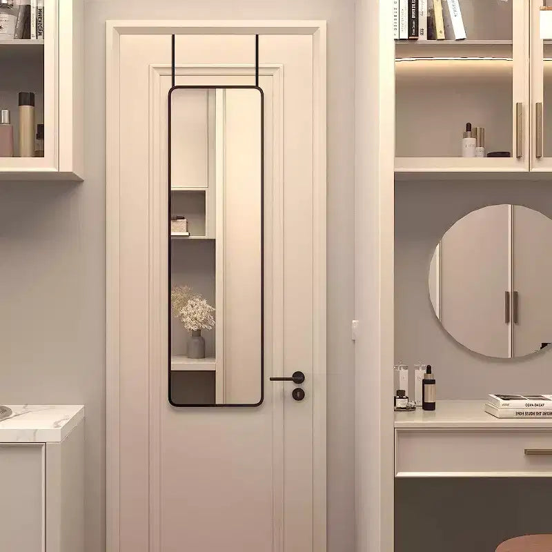 Espejo de puerta moderno de 47*14in con película a prueba de astillas, espejo de cuerpo entero de aleación de aluminio con ganchos y tornillos, espejo de pared para sala de estar
