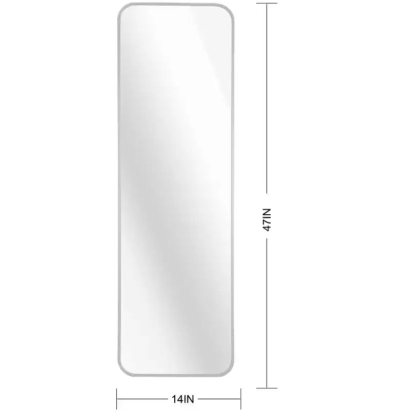 Espejo de puerta moderno de 47*14in con película a prueba de astillas, espejo de cuerpo entero de aleación de aluminio con ganchos y tornillos, espejo de pared para sala de estar