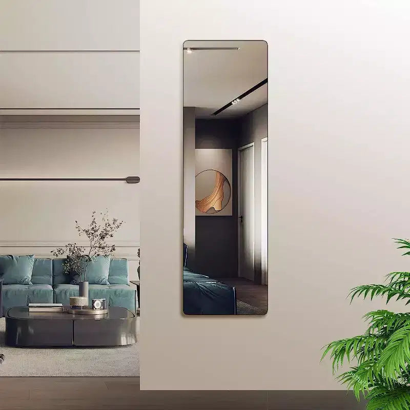 Espejo de puerta moderno de 47*14in con película a prueba de astillas, espejo de cuerpo entero de aleación de aluminio con ganchos y tornillos, espejo de pared para sala de estar