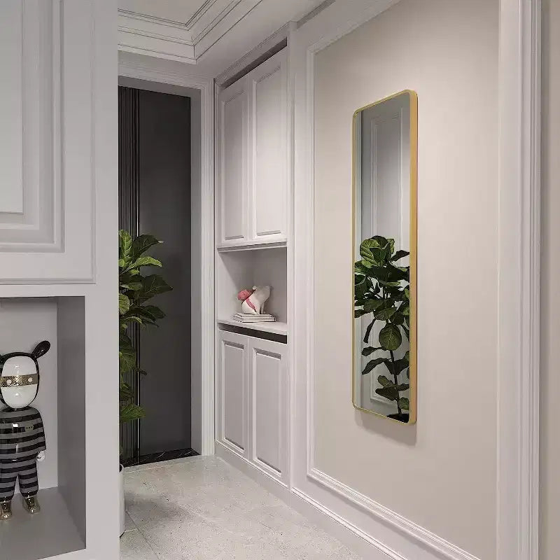 Espejo de puerta moderno de 47*14in con película a prueba de astillas, espejo de cuerpo entero de aleación de aluminio con ganchos y tornillos, espejo de pared para sala de estar