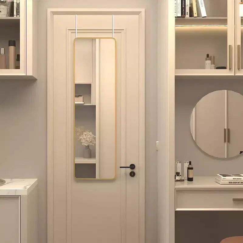 Espejo de puerta moderno de 47*14in con película a prueba de astillas, espejo de cuerpo entero de aleación de aluminio con ganchos y tornillos, espejo de pared para sala de estar