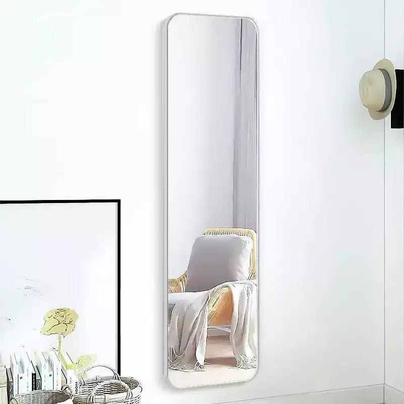 Espejo de puerta moderno de 47*14in con película a prueba de astillas, espejo de cuerpo entero de aleación de aluminio con ganchos y tornillos, espejo de pared para sala de estar