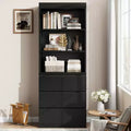 70 H Bookshelf with 3 Drawers, Wooden Bookcase with Open Shelves, Freestanding Display Storage Cabinet for Living Room, Bedroom, Kitchen, Office