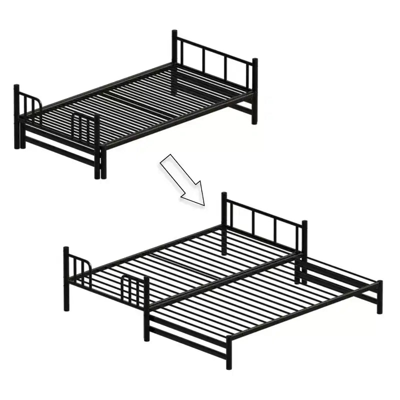 Lit superposé gigogne en métal, 3 styles, lit simple avec garde-corps de sécurité et échelle intégrée, lits superposés pour enfants, pour chambre, noir