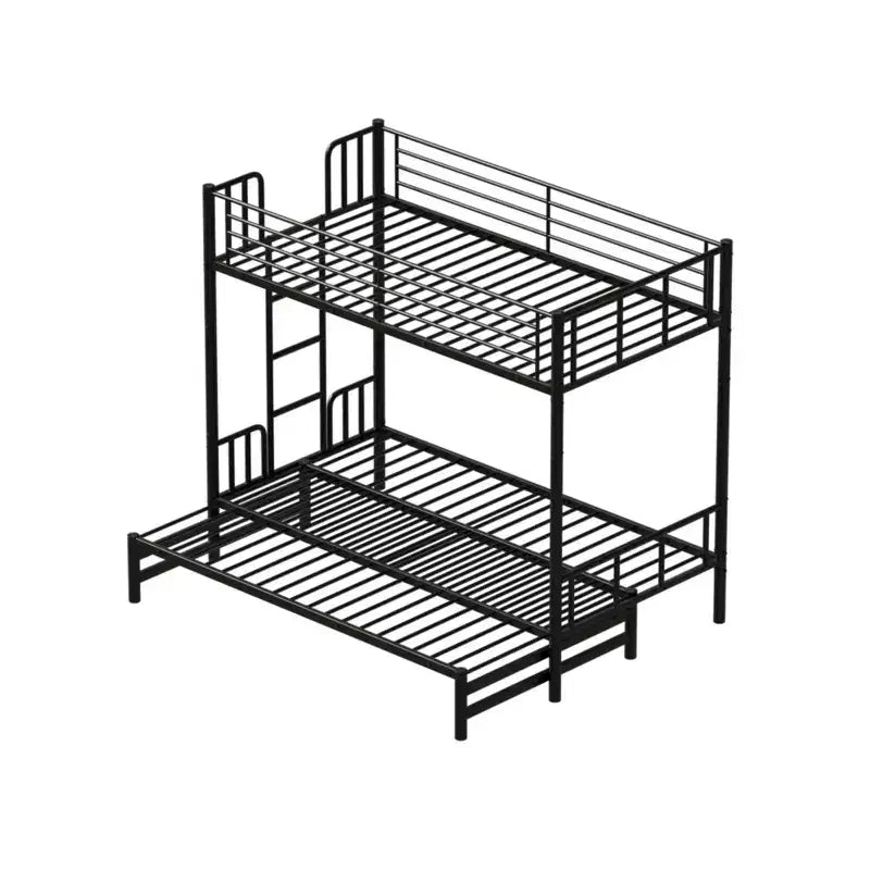 Lit superposé gigogne en métal, 3 styles, lit simple avec garde-corps de sécurité et échelle intégrée, lits superposés pour enfants, pour chambre, noir