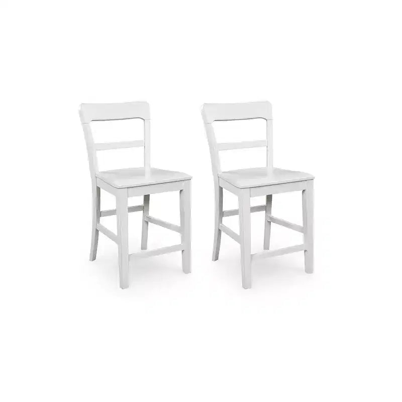 Signature Design by Ashley Chadworth Solid Wood Counter Height Barstool, Set of 2, White