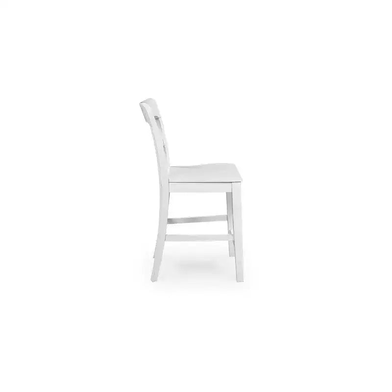 Tabourets de bar en bois massif, hauteur comptoir, lot de 2, blancs