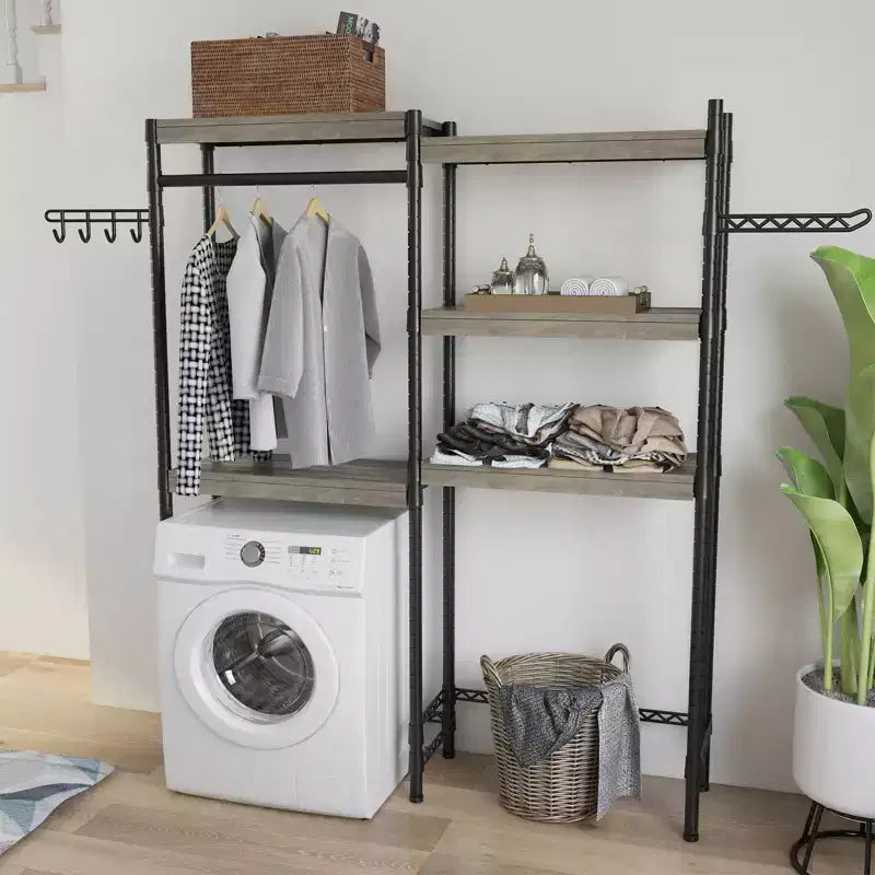 Waschküchenregal mit 5 Ablagen, robuster Waschmaschinen- und Trockneraufsatz, freistehender Wäscheständer für Zuhause und Balkon