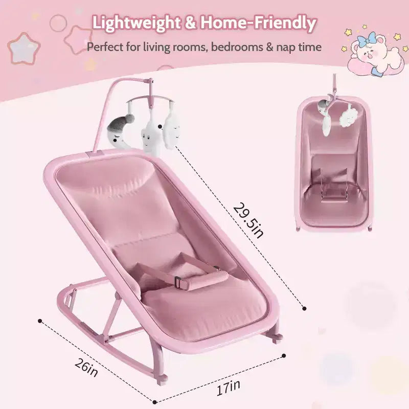 Columpio ajustable de 3 posiciones para bebés, mecedora infantil con estructura de aluminio y barra de juguetes, balanceo hacia delante y atrás y modo fijo con bloqueo