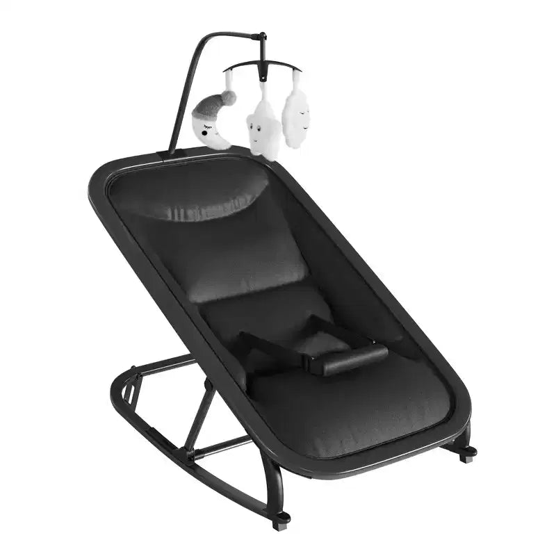 Columpio ajustable de 3 posiciones para bebés, mecedora infantil con estructura de aluminio y barra de juguetes, balanceo hacia delante y atrás y modo fijo con bloqueo