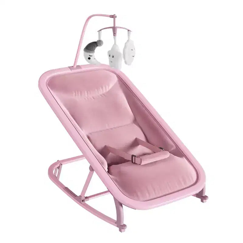 Columpio ajustable de 3 posiciones para bebés, mecedora infantil con estructura de aluminio y barra de juguetes, balanceo hacia delante y atrás y modo fijo con bloqueo