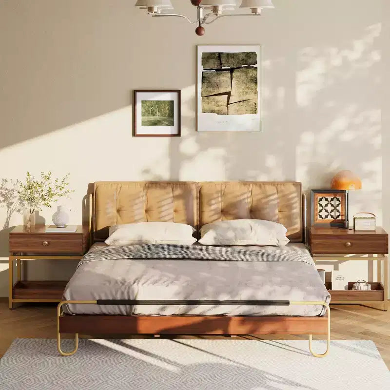 Beistelltisch mit Schublade und offenem Regal, 2-stufiger Sofabeistelltisch mit goldenem Metallgestell fürs Wohnzimmer, moderner Nachttisch fürs Schlafzimmer für