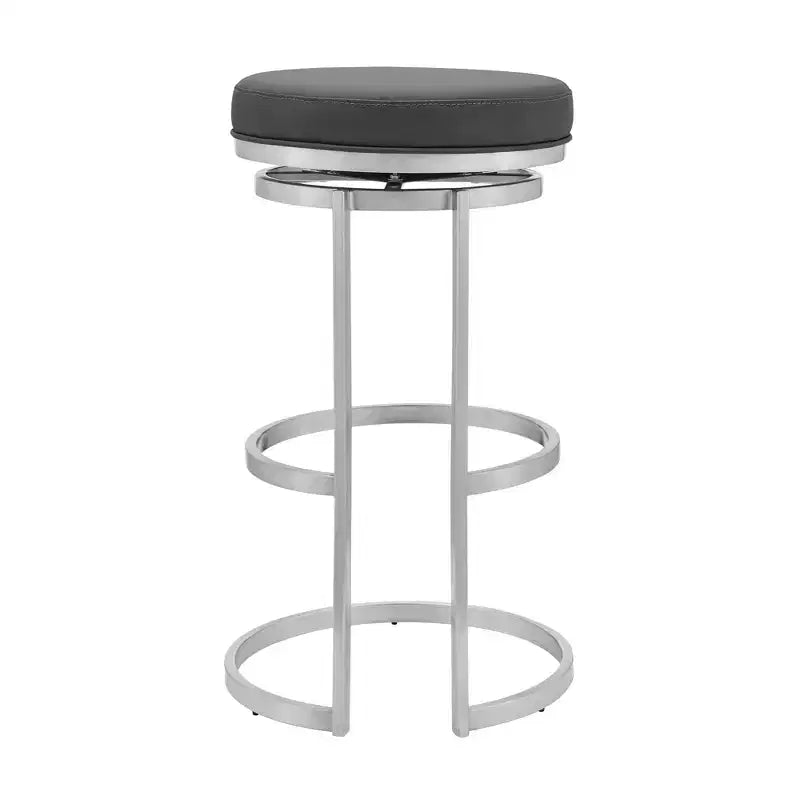 30" Vander Counter Height Barstool with Gray Faux Leather Brushed Stainless Steel - Armen Living