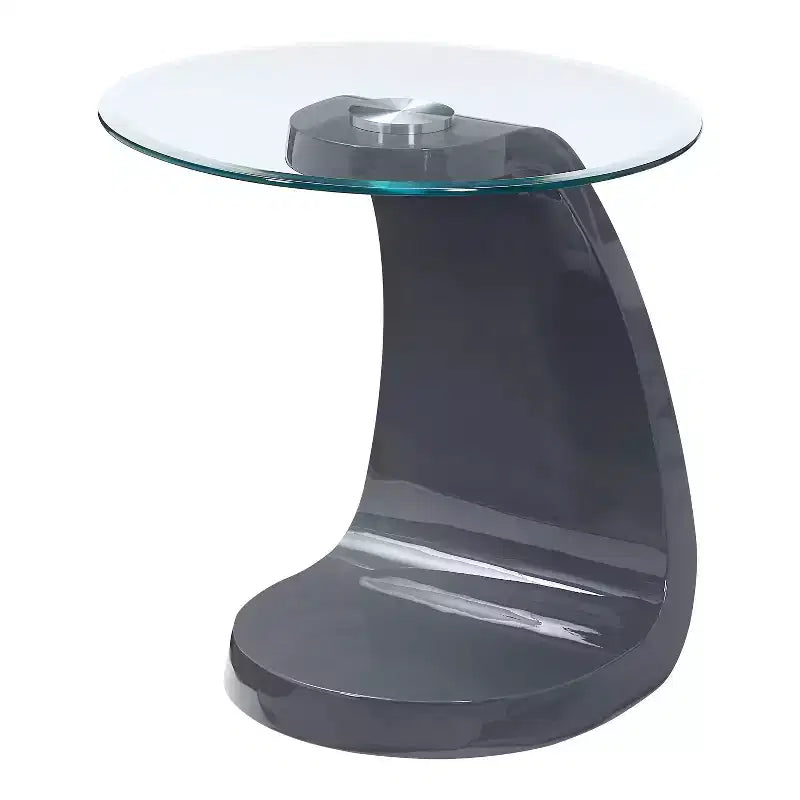 Gummerton Glass Top End Table Gray High Gloss - miBasics