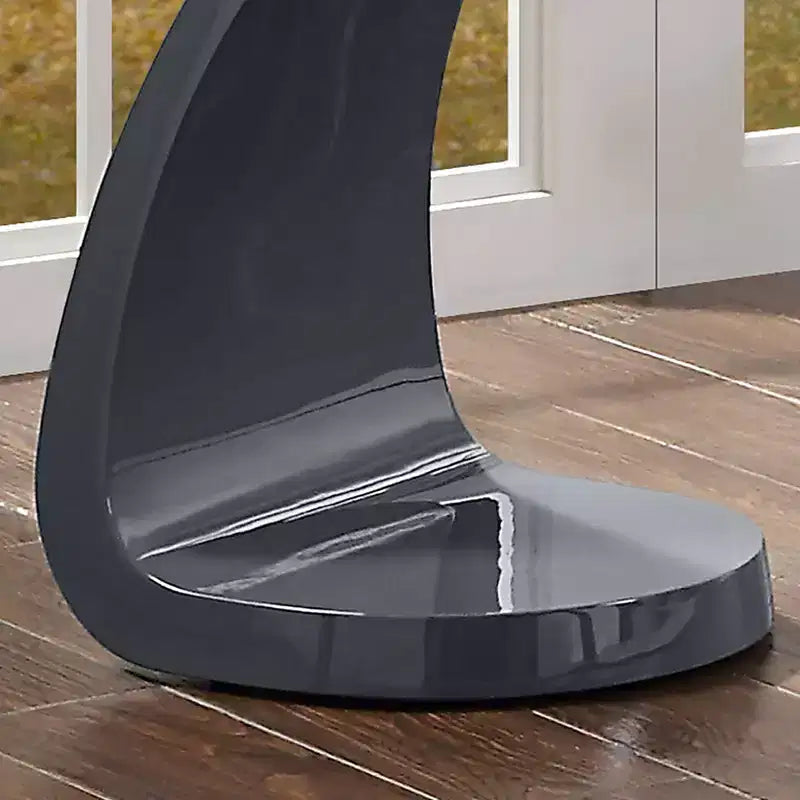 Mesa auxiliar con tablero de vidrio, gris de alto brillo