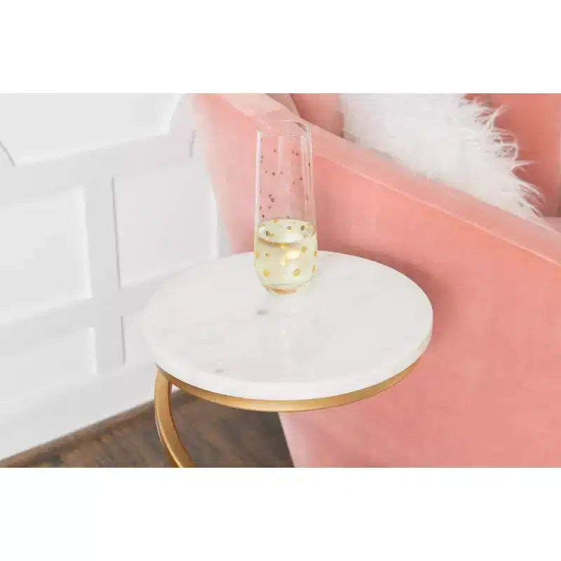 Grendon DContemporary Beistelltisch mit Achatplatte, handgefertigter goldener spiralförmiger Beistelltisch mit Metallfuß, glamouröser Akzenttisch neben dem Sessel zur Wohnraumdekorationrink Table - Powell Company