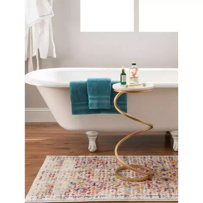 Grendon DContemporary Beistelltisch mit Achatplatte, handgefertigter goldener spiralförmiger Beistelltisch mit Metallfuß, glamouröser Akzenttisch neben dem Sessel zur Wohnraumdekorationrink Table - Powell Company