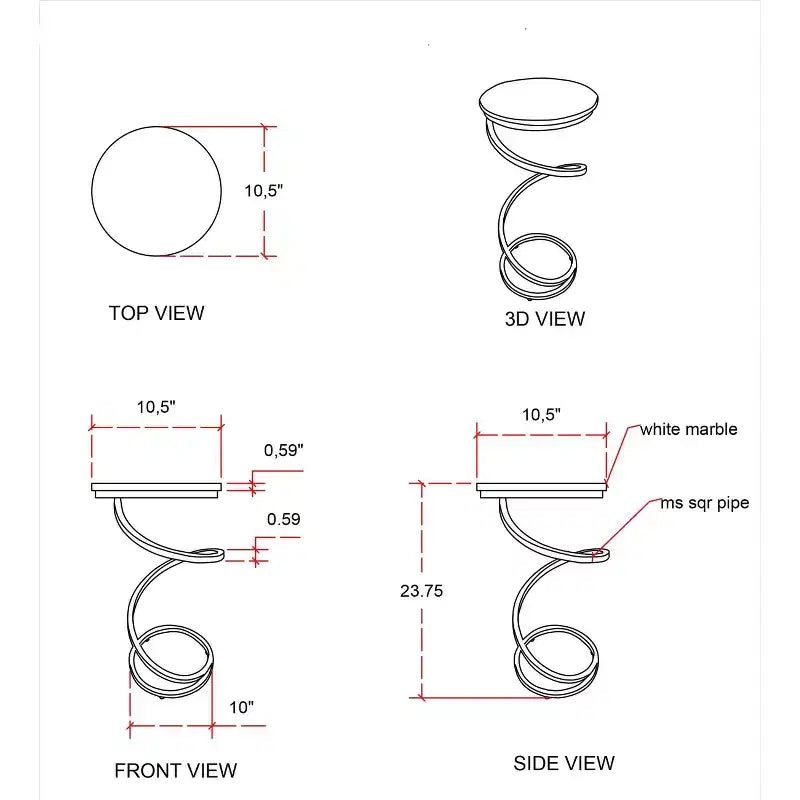 Grendon DContemporary Beistelltisch mit Achatplatte, handgefertigter goldener spiralförmiger Beistelltisch mit Metallfuß, glamouröser Akzenttisch neben dem Sessel zur Wohnraumdekorationrink Table - Powell Company