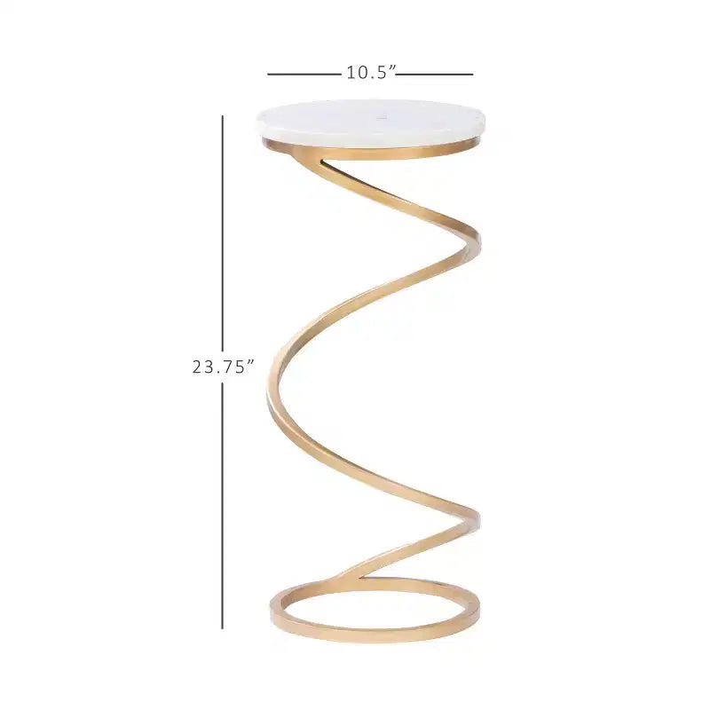Grendon DContemporary Beistelltisch mit Achatplatte, handgefertigter goldener spiralförmiger Beistelltisch mit Metallfuß, glamouröser Akzenttisch neben dem Sessel zur Wohnraumdekorationrink Table - Powell Company
