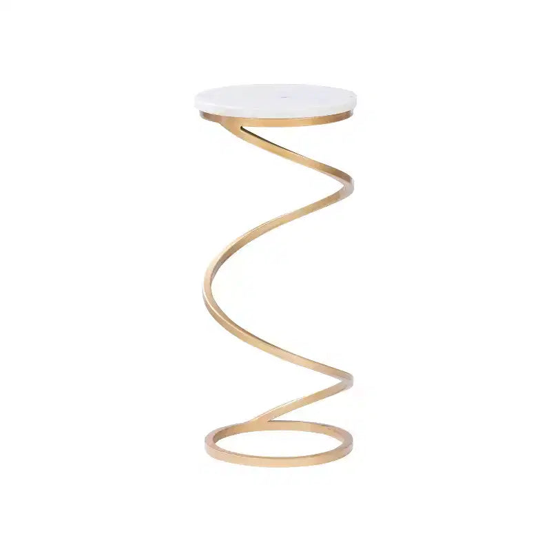 Grendon DContemporary Beistelltisch mit Achatplatte, handgefertigter goldener spiralförmiger Beistelltisch mit Metallfuß, glamouröser Akzenttisch neben dem Sessel zur Wohnraumdekorationrink Table - Powell Company