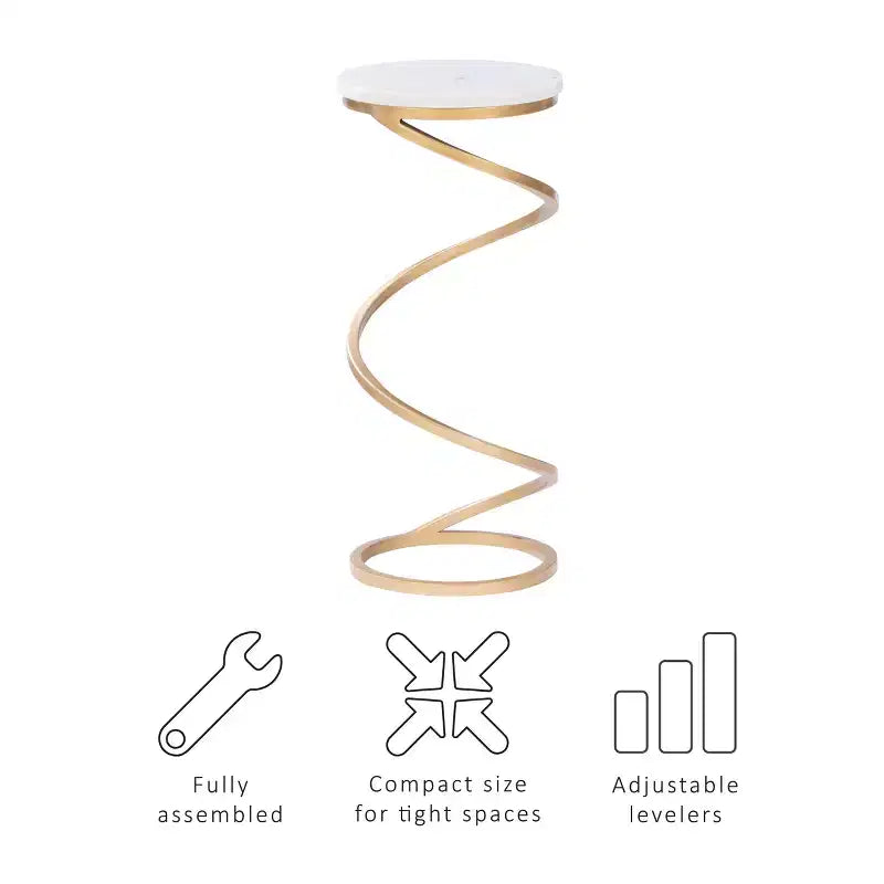 Grendon DContemporary Beistelltisch mit Achatplatte, handgefertigter goldener spiralförmiger Beistelltisch mit Metallfuß, glamouröser Akzenttisch neben dem Sessel zur Wohnraumdekorationrink Table - Powell Company