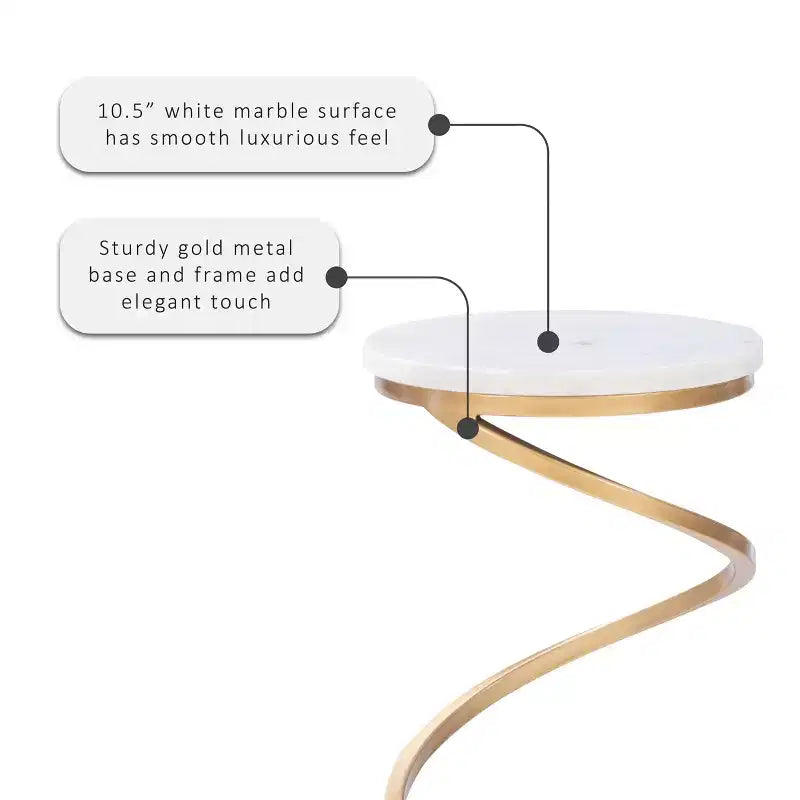 Grendon DContemporary Beistelltisch mit Achatplatte, handgefertigter goldener spiralförmiger Beistelltisch mit Metallfuß, glamouröser Akzenttisch neben dem Sessel zur Wohnraumdekorationrink Table - Powell Company