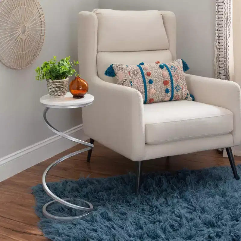 Grendon DContemporary Beistelltisch mit Achatplatte, handgefertigter goldener spiralförmiger Beistelltisch mit Metallfuß, glamouröser Akzenttisch neben dem Sessel zur Wohnraumdekorationrink Table - Powell Company